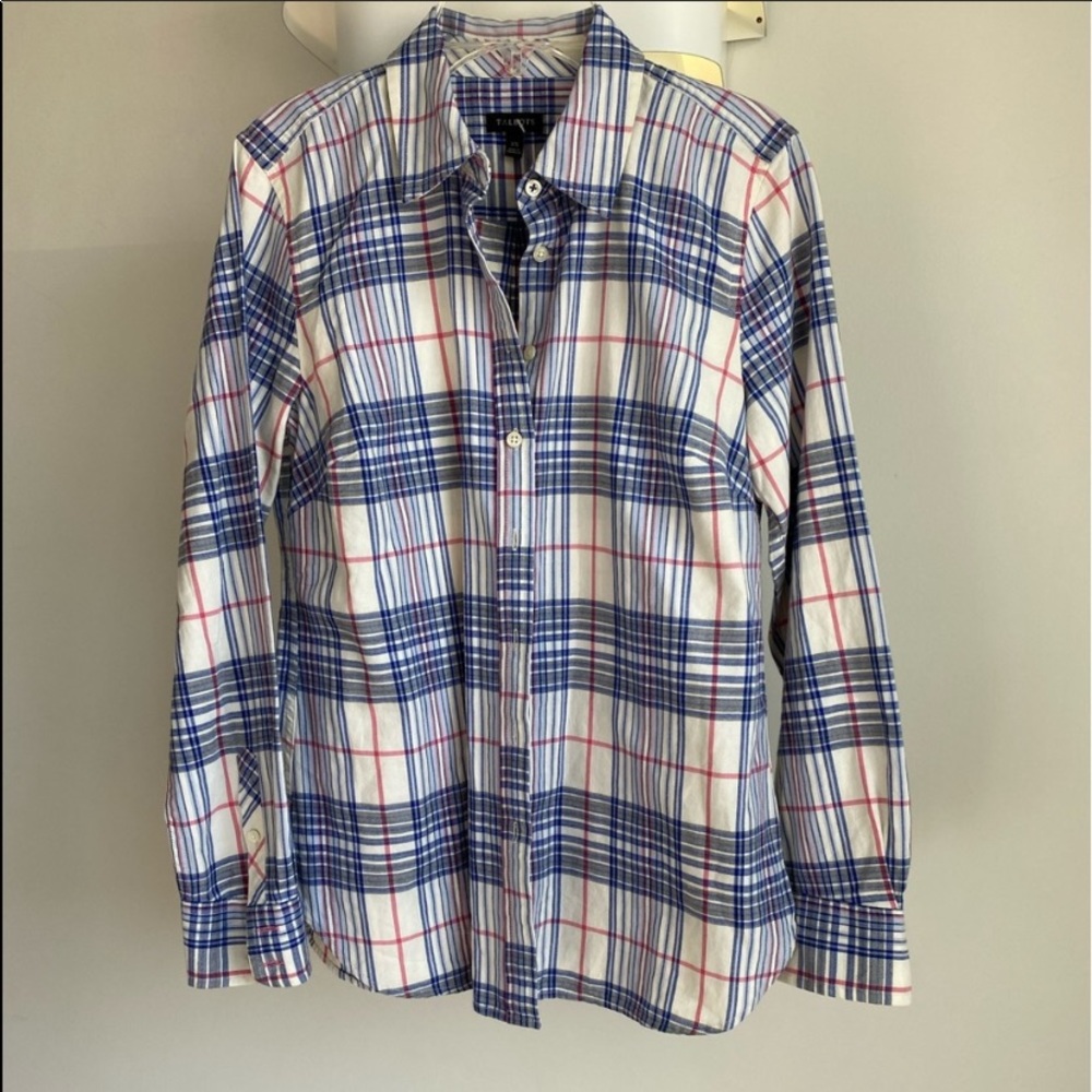 Talbots Plaid Button Down Back To School Shirt - image 1